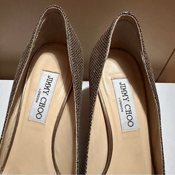Jimmy Choo Isabel Glitter metallic peep toe pump heels – Size 37.5 - Picture 4 of 13